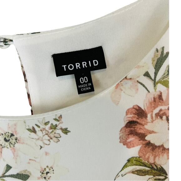 Torrid Ivory Floral Chiffon Skater Dress Flutter Sleeves - Picture 11 of 15